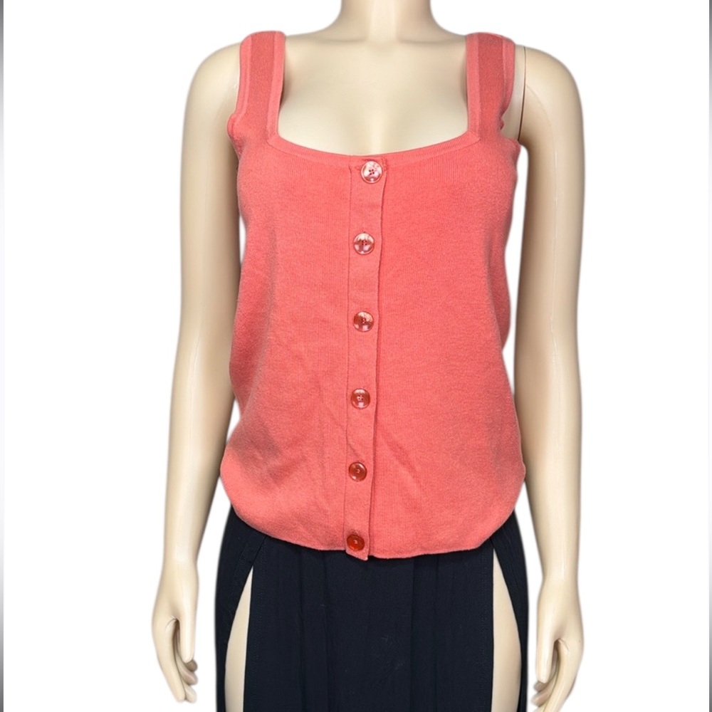 Anthropologie Orange Sleeveless Fitted Tank Top S